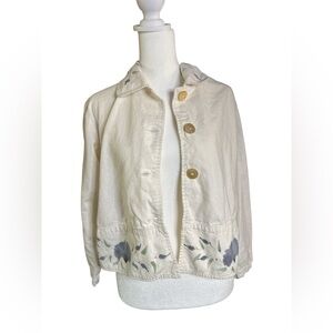 Nomadic Traders Floral Linen Blend Jacket Women’s Small | Painterly Print | Boho